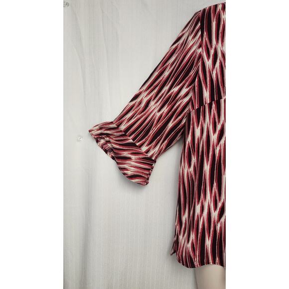 14th & Union Blouse Mock Neck 3/4 Sleeve Size M Multicolor Red/Cream - Picture 6 of 8
